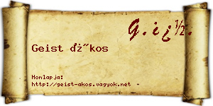 Geist Ákos névjegykártya