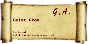 Geist Ákos névjegykártya
